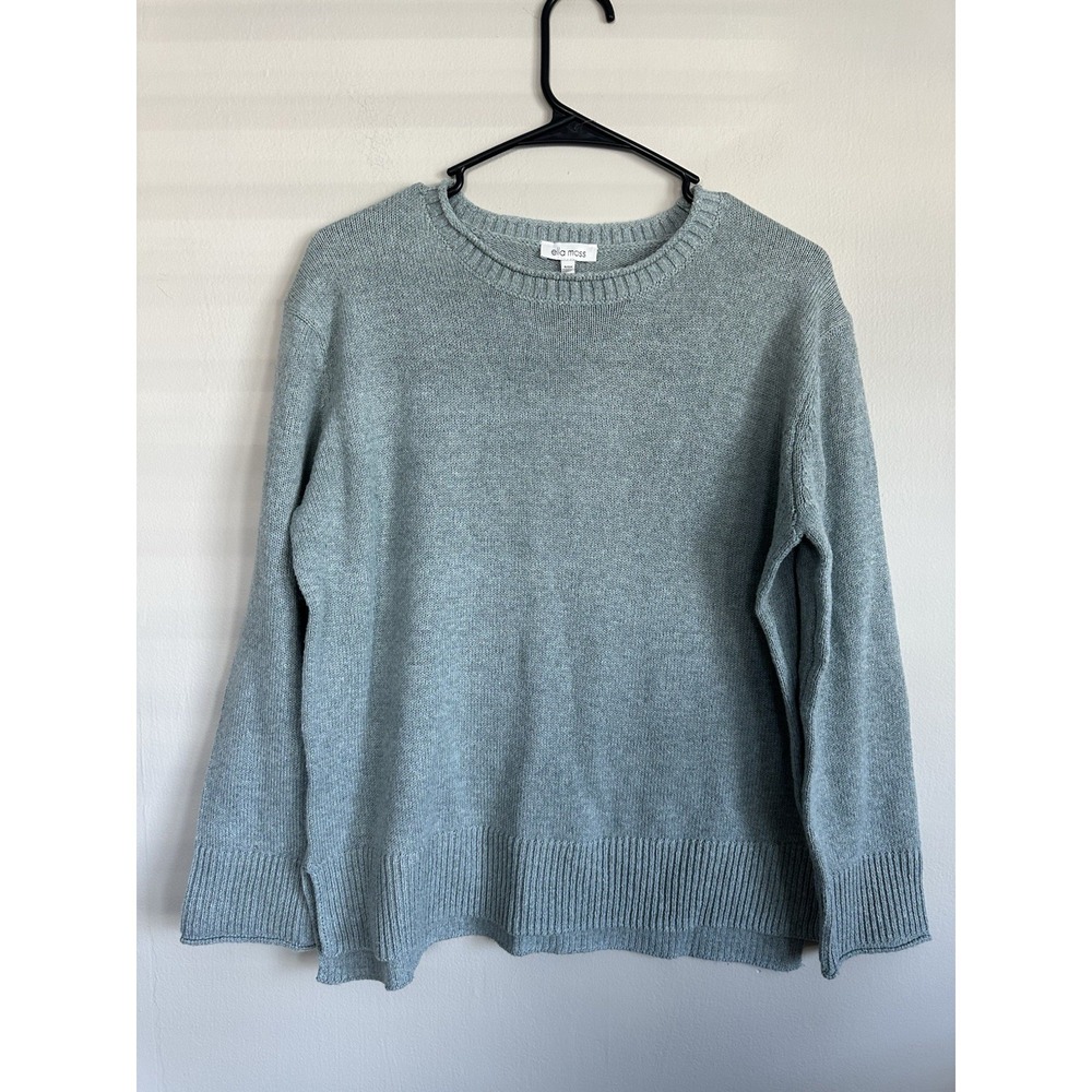 Ella Moss Seafoam Green Knit Crewneck Sweater Size Small Soft Lightweight Knit